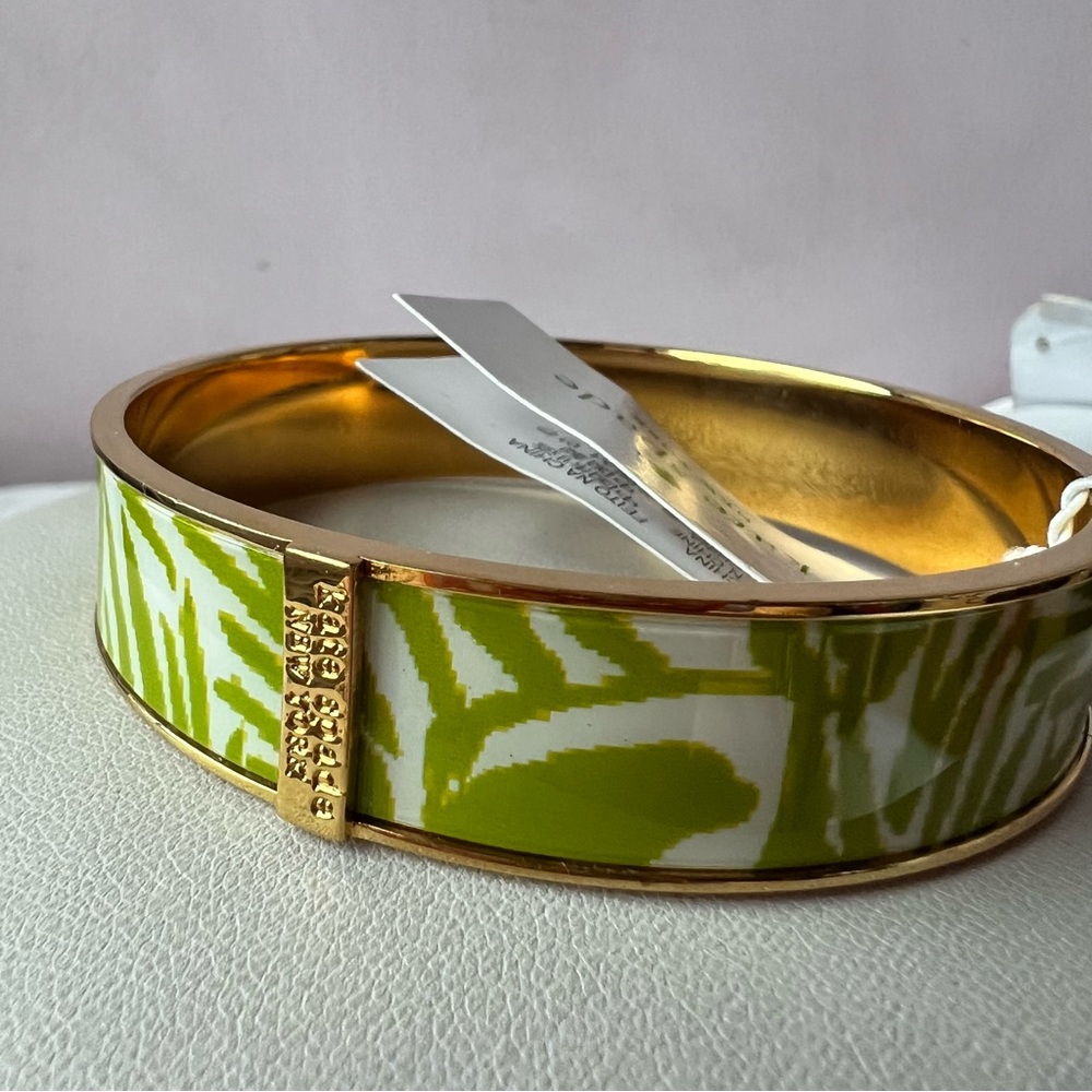 Kate Spade green & white gold-tone bangle bracelet BNWT - Picture 5 of 16